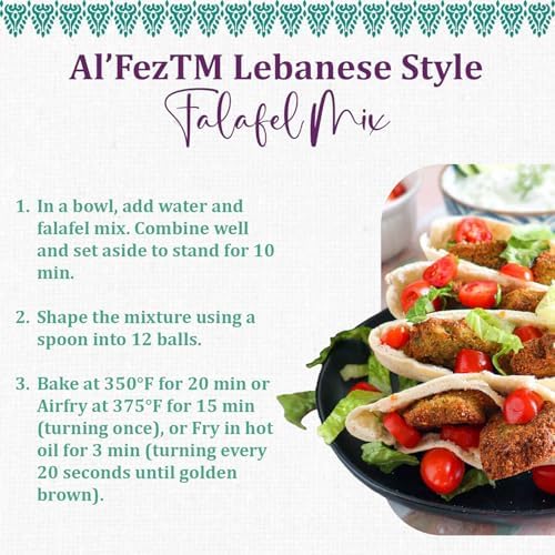 Al’Fez Lebanese Style Falafel Mix - 5.3oz (Pack of 1) - Chickpea Flour & Spice Blend for Crispy Falafels - Vegan, Quick & Easy Preparation - Perfect for Pita Wraps, Salad Bowls, Mezze Plates & More