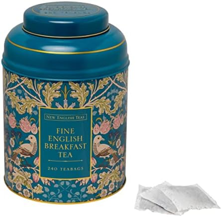 New English Teas Song Thrush & Berries Teal Tea Caddy with 240 Breakfast Teabags