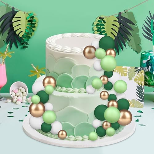 40Pcs Balls Cake Toppers Pearl Foam Ball Cake Picks Mini Balloon Cupcake Toppers Insert Bubble Balls DIY Decoration for Kids Baby Shower Birthday Party Wedding Supplies Green Gold White