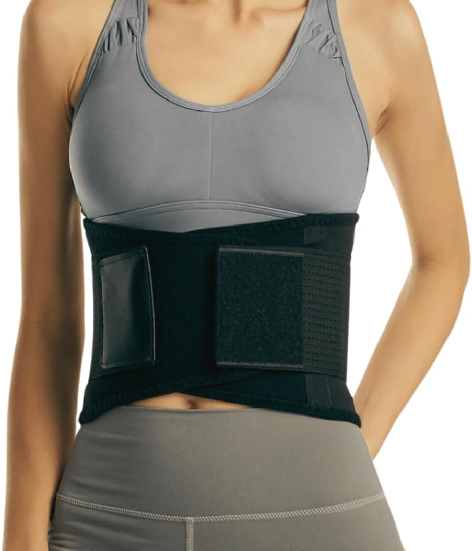 B2U Back/Lumbar Support Brace - Back Belt Support Brace - Adjustable - Lower Back Brace with Lumbar Pad - Lower Back Pain Relief - UNISEX - Check size chart (FEM BLACK, Medium)