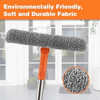 Professional 2 in 1 Window Squeegee with 68" Long Stainless Steel Handle,Microfiber Cloth and Rubber Car Window Squeegee for Gas Station, Glass,Shower