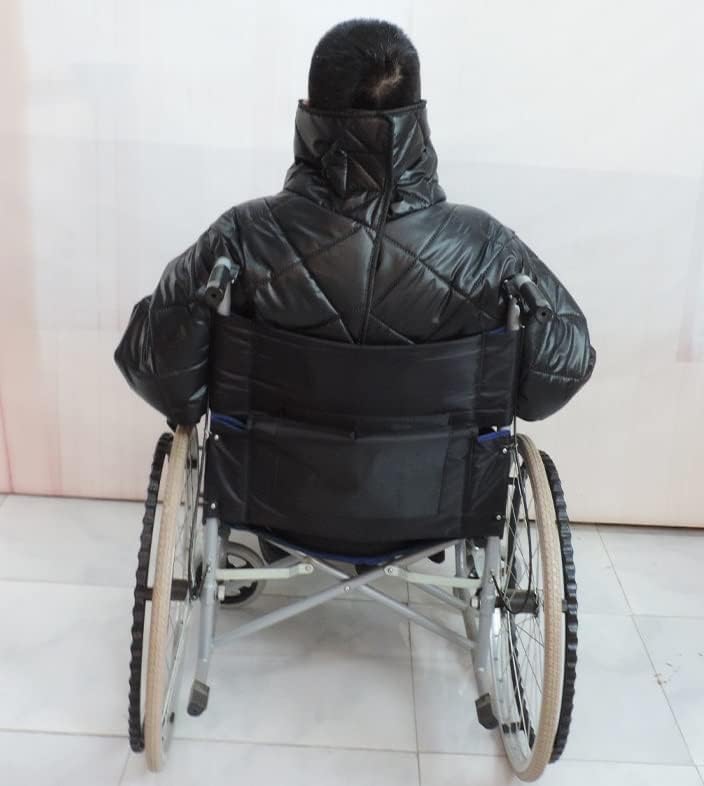 Winter Wheelchair Blanket, Waterproof Windproof Full Body Warm Blanket, Wearable Wheelchair Cosy Cover with Sleeves Rain Cover for Adult Wheelchair Users,Universal Blankets Coat ,Black,136cm/53.5in