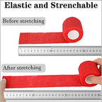 8 Pack 2 in x 5 Yards Cohesive Wrap Self Adhesive Bandage Elastic Self Adherent Wrap Self Stick Vet Tape for Athletic, Wrist, Ankle, Knees, Pets (Red)