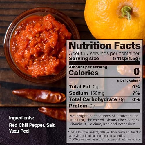 YAMASAN KYOTO UJI Yuzu Kosho Red Pepper Spicy Paste, Japanese Extremely Hot & Umami Seasoning, Vegan, Gluten-Free, No Additives, Made in Japan 100g(3.52oz)