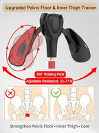 Pelvic Floor Exercise Devices 77 lb Adjustable Kegel Inner Thigh Exerciser and Hip Trainer Workout Equipment for Home Postpartum Recovery Women Men, with Band