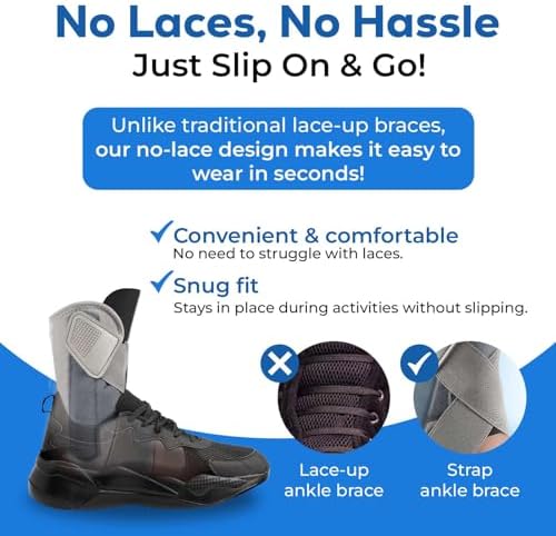 Adjustable Ankle Brace for Men & Women – Support for Sprained Ankle, Mild Sprains, Achilles & Sports | Lightweight Ankle Stabilizer for Injury Recovery & Active Lifestyles