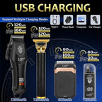Hair Clippers for Men with LED Display, 4-Piece Cordless Grooming Kit with Hair Clipper, Beard Trimmer, Foil Shaver & Nose Trimmer, Complete Set for Home Barber