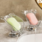 Amosfun 2pcs Soap Holder Self Draining Bar Soap Dishes Bathroom Shower Sponges Stand Trays Easy to Clean Suitable for Bathroom Kitchen Sink 4.4 x 3.9 x 4.6 Inch