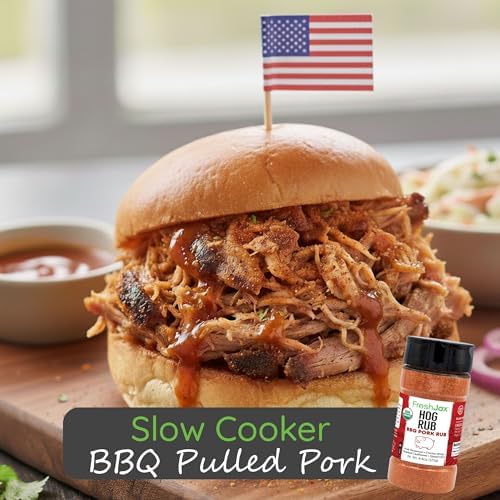 FreshJax Organic Hog Rub Pork BBQ Seasoning – 4.4 oz Sweet & Savory Dry Rub for Ribs, Pork Chops, Tenderloin & Roasts | for Grilling, Roasting & Slow Cooking | Low Sodium, Large Bottle - Made in USA