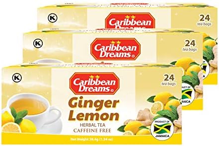 Caribbean Dreams Ginger Lemon Tea, 24 Tea Bags, 38.4g (Pack Of 3) - Total 72 Tea Bags