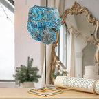 mookaitedecor Natural Blue Apatite Raw Rough Stone with Stainless Stand, Gemstone Specimen Healing Crystal Stone Display for Office Home Decor 6.7"-7.8" Tall