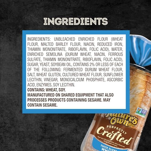 Nature's Own Perfectly Crafted White Bread, Thick Sliced Non-GMO Sandwich Bread, 22 oz Loaf