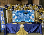 2026 Graduation Party Backdrop Blue Silver Class of 2026 Glitter Graduation Photography Background Party School Prom Cake Table Decorations Banner (Blue, 7X5FT(82x59inch))