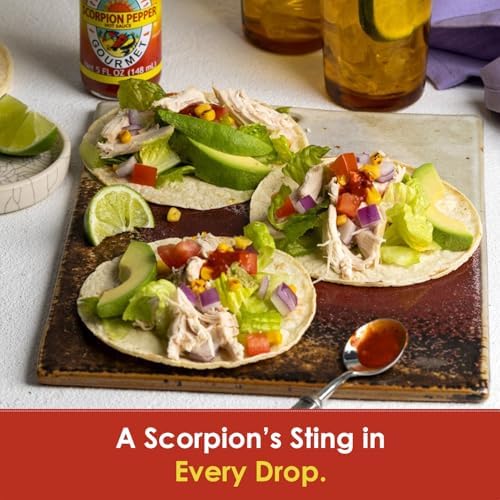 Dave's Gourmet Scorpion Pepper Hot Sauce - Extract-Free Insanely Hot Flavor - Hot Sauce for Burgers, Stews, Tacos, Pizza & More - Spicy Gluten-Free, Low Fat and Sodium - 5oz (Pack of 1)