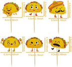 24Pcs Taco Bout Cupcake Toppers Mexican Fiesta Festival Treat Cake Picks for Cinco de Mayo Birthday Party Decorations Supplies