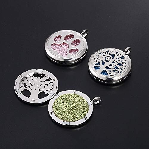 10pcs Mixed Aroma Diffuser Charms Stainless Steel Tone Perfume Essential Oil Diffuser Necklace Pendant Locket Jewelry (Style 5)