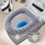 Toilet Seat Warmer Cover,Bathroom Soft Thicker Warmer with Zipper Snaps Fixed Stretchable Washable Fiber Cloth Toilet Seat Covers Pads Easy Installation& Cleaning (Gray)