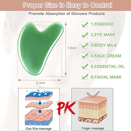 URAQT Gua Sha Massager Tool, 2 Pcs Natural Jade Stone Guasha Board, Gua Sha Scrapping Massager Stones for Physical Therapy and SPA Acupuncture Therapy, Guasha Facial Tool for Face, Eye, Neck, Body