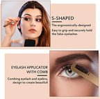 B&Qaugen False Eyelash Applicator Tool 2 pieces for Lash Clusters, Gold DIY Eyelash Tweezers Set (Golden,2pcs)