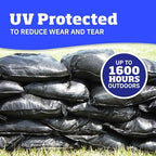 DURASACK Heavy Duty Sand Bags with Tie Strings Empty Woven Polypropylene Sand-Bags for Flood Control with 1600 Hours of UV Protection, 50 lbs Capacity, 14x26 inches, Black, Pack of 20