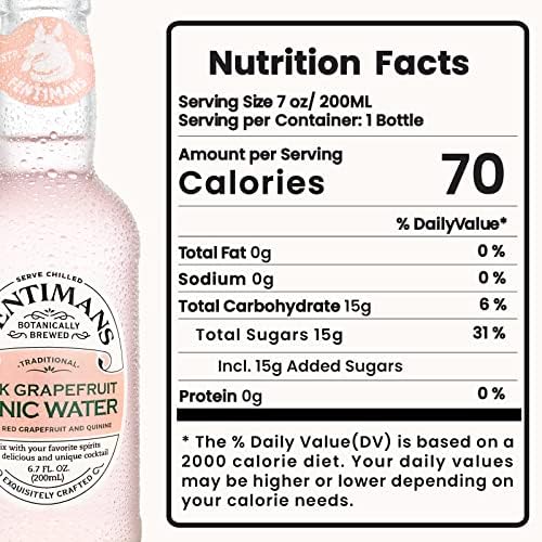 Fentimans Sparkling Pink Grapefruit Tonic Water - Grapefruit Sparkling Water, Craft Soda, Mixer with Natural Ingredients, Botanically Brewed - 6.7 Fl Oz (Pack of 4)