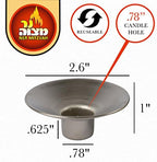 Ner Mitzvah Reusable Metal Candlestick Liners and Drip Guards - Medium Nickel Plated Candle Holder Protector Bobeches - Silver - 2 Pack