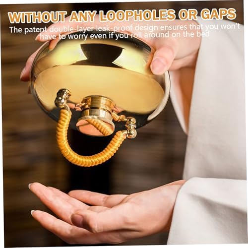 Metal Hot Water Bottle, Ancient Style Hand Warmer, 4.3 Inch Brass Leak-Proof Bed Bottle for Winter Pain Relief & Massage Hand Warmer