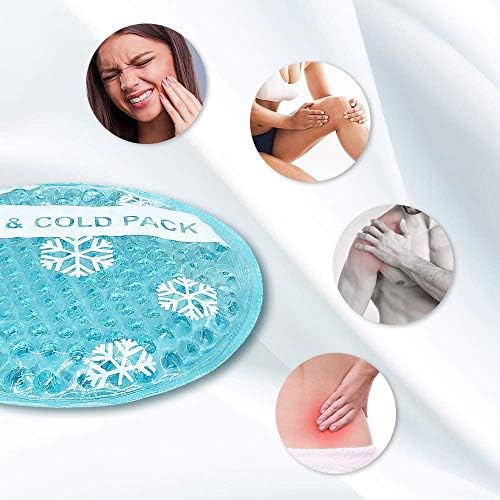 OLESILK Small Hot Cold 6 Packs, Reusable Round Gel Beads Ice Pack with Cloth Backing, Hot and Cold Therapy for Breastfeed Injury, Kids Pain Relief, Headache, Tired Eyes, Wisdom Teeth, Sinus Relief