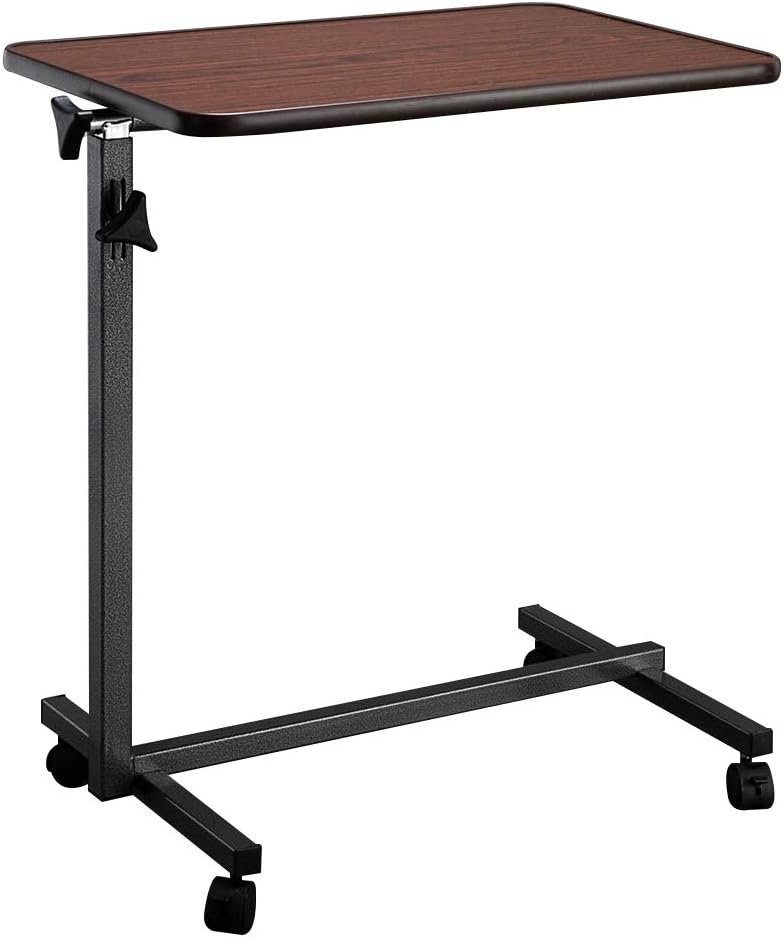 Adjustable Overbed Bedside Table with Wheels, Tilt Top Overbed Table with Wheels, Bed Table and Overbed Table, Adjustable Overbed Rolling Table, Adjustable Standing Desk or Hospital Tray Table