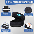 Professional Patella Knee Brace Pro for Knee Pain/Meniscus Tear,Adjustable Orthopedic Compression Patellar Tendon Support Strap with Side Stabilizers for Man and Women/Outdoor Activities
