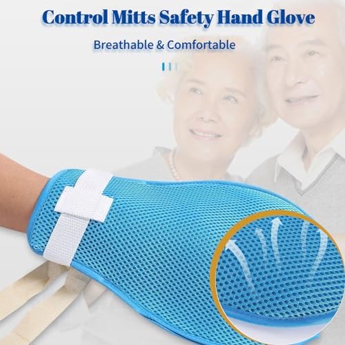 Dementia Restraint Gloves 2 Pack, Safety Control Anti Scratch Mitts Elderly Alzheimer's Safety Products Helpful to both Wearer and Caregivers (Regular)