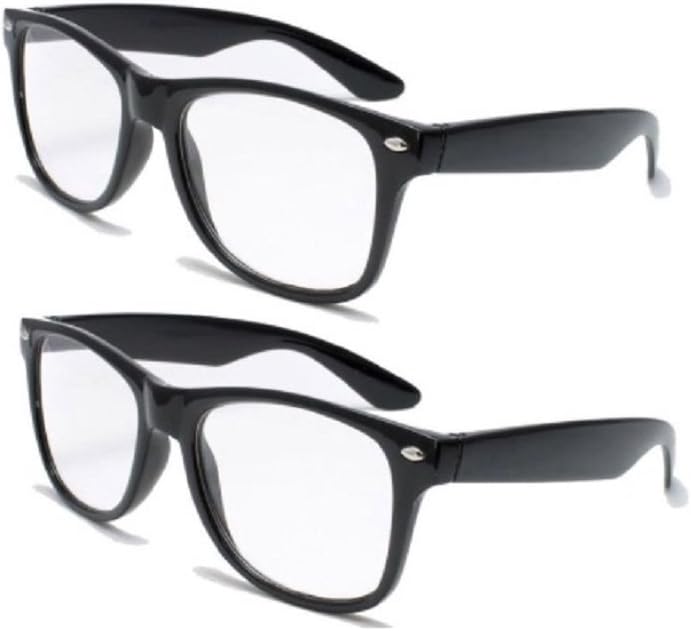 2 Pairs Retro Square Trendy Style Reading Glasses - Comfortable Readers Magnification With Spring Hinge (Black, 2.00)