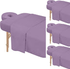 4 Sets Premium Microfiber Massage Table Sheets Set 3 Piece Set Includes Massage Table Cover Fitted Sheet and Fitted Face Rest Cover, Purple