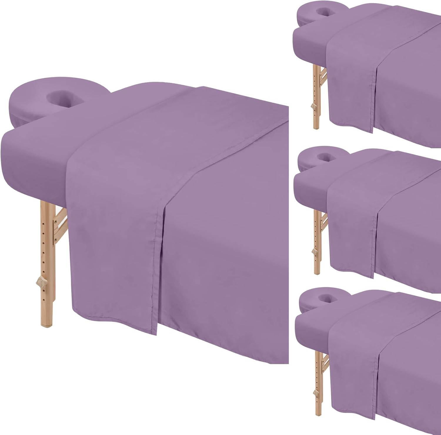 4 Sets Premium Microfiber Massage Table Sheets Set 3 Piece Set Includes Massage Table Cover Fitted Sheet and Fitted Face Rest Cover, Purple