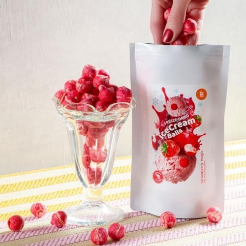 NutriBoom Strawberry Magic Freeze Dried Ice Cream – Crunchy, Premium Strawberry Flavour Snack – Innovative Sweet Treat, Perfect for On-the-Go, Freeze Dried Candy (150g pack)