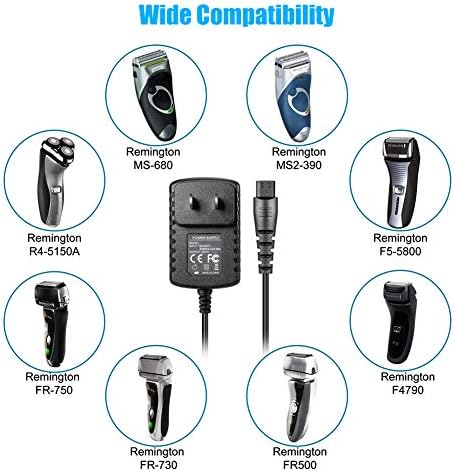SoulBay 12V PA-1204N Charger Replacement for Remington Shaver F5-5800 F7800 F5800 F5790 F4790 R5150 R6130 R-6150 MS2-390 MS3-2700 MS680 R9100 Electric Razor Trimmer PA1204N Power Cord