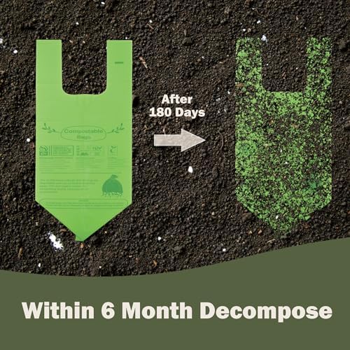 Compost Bags 4-5 Gallon with Handles Tie Extra Thick 0.78 Mils Wastebasket Liners Bags for Kitchen Bathroom Office US BPI ASTM D6400 and Europe OK Compost Home Certified