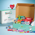 Gift A Snack - Happy Birthday Snack Box Variety Pack Care Package + Greeting Card (60 Count) Bday Sweet Treats Gift Basket, Candies Chips Crackers Bars - Office Food Assortments