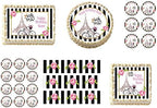 Paris France Eiffel tower Set of 3 Edible pre-cut Cake strips side border Birthday Party Decoration.