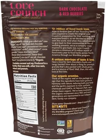 Love Crunch Organic Dark Chocolate & Red Berries Granola, 11.5 oz (Pack of 1), Vegan, Non-GMO, Fair Trade, by Nature's Path