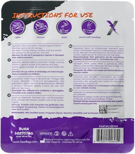 Lightning X Products Cooling Burn Relief Gel 4x4 Inch Burn Dressing Sterile Trauma Hydrogel