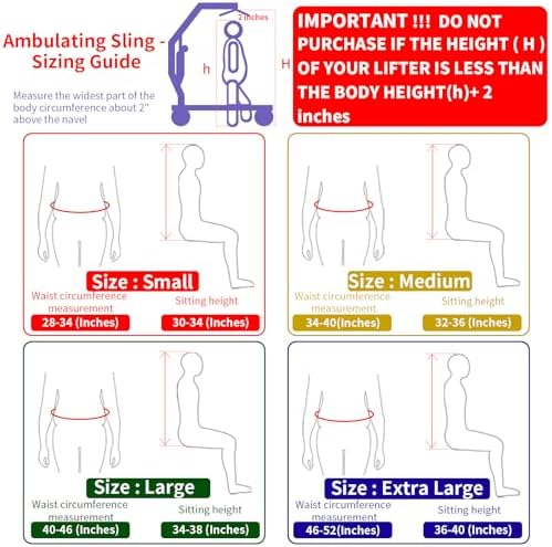 EZ Assistive Patient Lift Walking Sling Medical Hoist Standing Aids for Ambulating Support Training, Pelvic Padded 500lbs Safety Loading Weight (Black-M)
