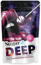 SUGAR SPLASH DEEP Gag Suppressing Sucker Purple Raspberry Flavored - No Gag Reflex - 10 Pack