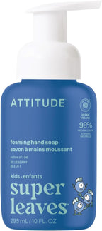 ATTITUDE Foaming Hand Soap for Kids, EWG Verified, Dermatologically Tested, Plant- and Mineral-Based Ingredients, Vegan, Blueberry, 10 Fl Oz