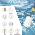 Sponge Bottle Brushes Adjustable Long Handle Up to 12.9” High Density Foam Bottle Brush Head Hanging Design with 4 Traceless Hooks– Bottle Brush Cleaner for Water Bottle & More (2 Pack)