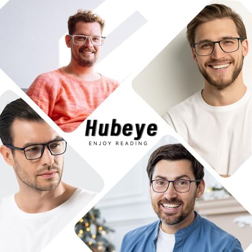 Hubeye TR90 Sports Reading Glasses for Men and Women Ultralight Flexible Anti-Blue Light Readers（Black+Blue+Orange，+1.5）