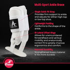 Active Ankle T2 Ankle Brace, Rigid Ankle Stabilizer for Protection & Sprain Support for Volleyball, Cheerleading, Ankle Compression Braces for Men & Women, White, Large