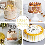Tyqour 20 Pcs Gold Shiny Acrylic Number Cake Toppers 0-9 Number for Cake Topper DIY Handmade Cakes Sign Decorations for Birthday Party Wedding Anniversary