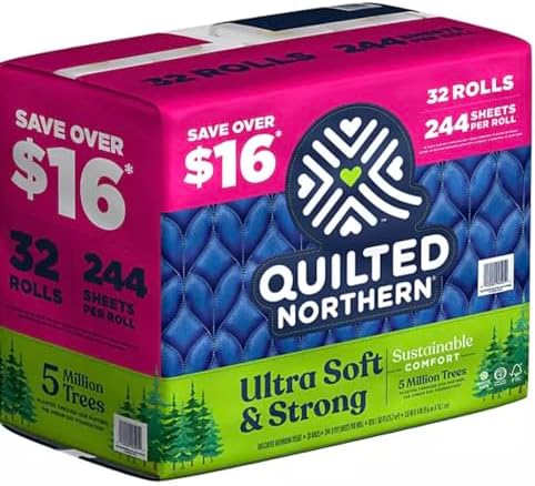 Valpa Quilted Northern Ultra Soft & Strong 2-Ply Toilet Paper, Septic Safe (244 sheets/roll, 32 rolls)