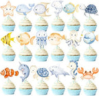 36Pcs Ocean Animal Cupcake Toppers Sea Animals Party Cupcake Sticks Ocean Animal Birthday Cake Picks Sea Theme Party Decorations for Under the Sea Baby Shower Supplies